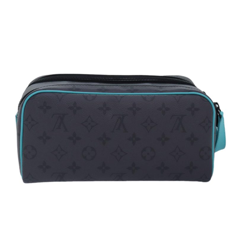 Louis Vuitton Monogram Eclipse Reverse Dopp Kit Bag Turquoise M11482 Auth 89059SA - Image 2