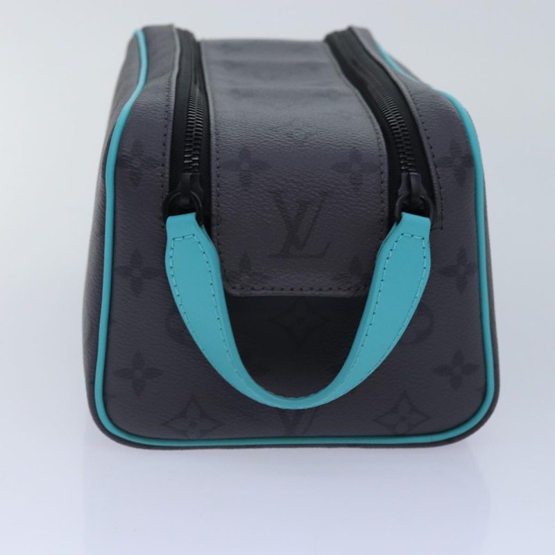 Louis Vuitton Monogram Eclipse Reverse Dopp Kit Bag Turquoise M11482 Auth 89059SA - Image 4