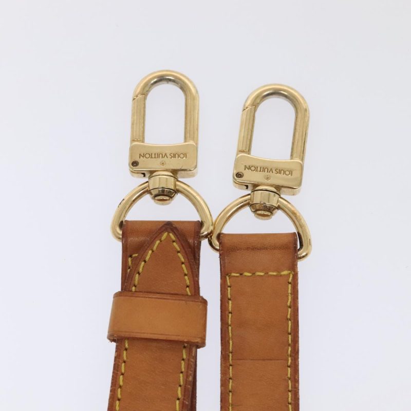 Louis Vuitton Adjustable Shoulder Strap Leather 31.5""-38.2"" Beige Auth 89208 - Image 6