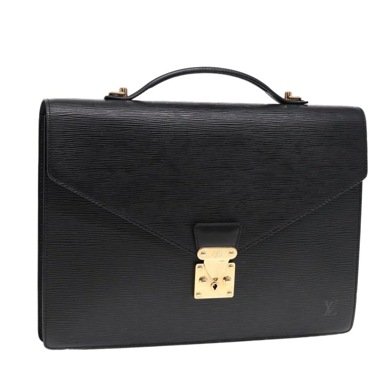 Louis Vuitton Epi Porte Documents Bandouliere Briefcase Black M54462 Auth 89335