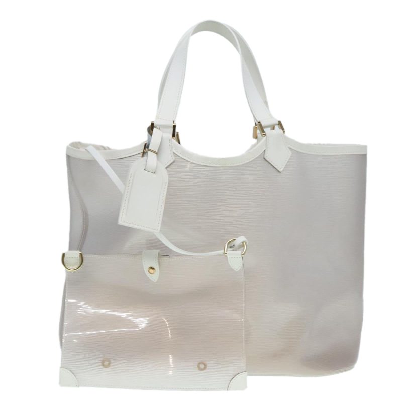 Louis Vuitton Epi Plage Lagoon Bay Tote Bag White Clear M92151  89457