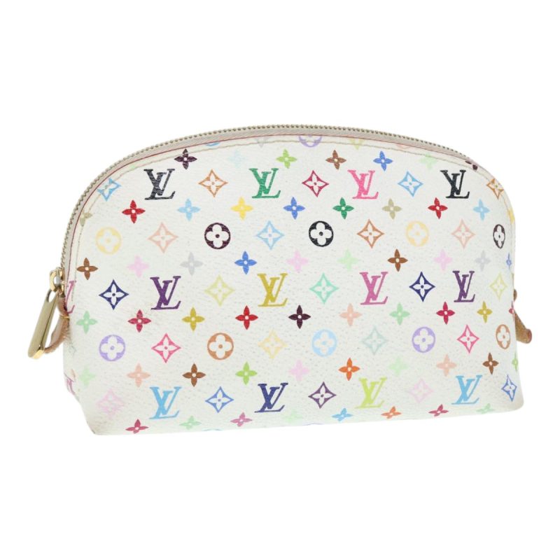 Louis Vuitton Multicolor Pochette Cosmetic PM Pouch White M47354  89640
