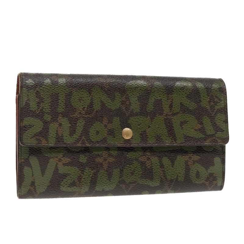 Louis Vuitton Monogram Graffiti Porte Monnaie Credit Khaki M92188  89733
