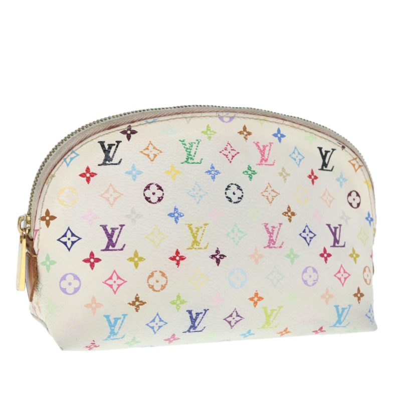 Louis Vuitton Multicolor Pochette Cosmetic PM Pouch White M47354  90006