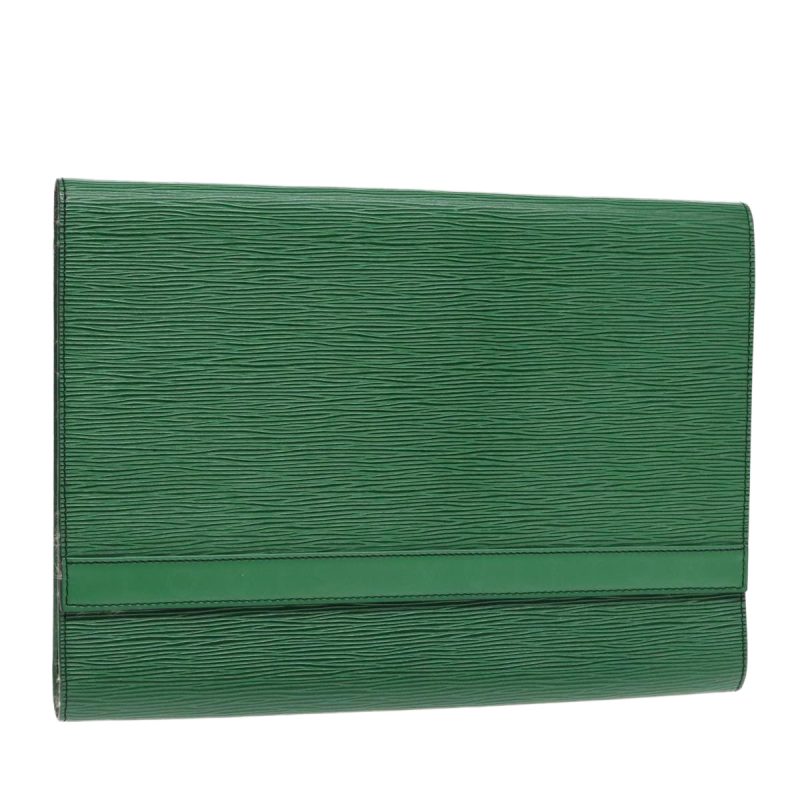 Louis Vuitton Epi Document Case Clutch Bag Green  90149