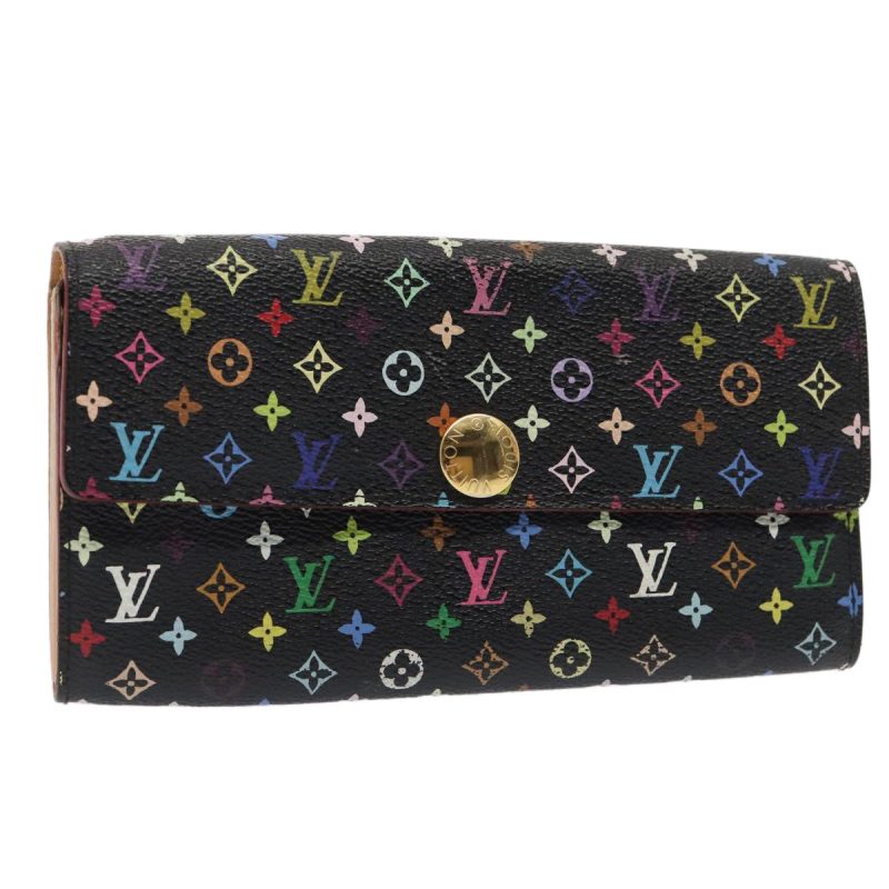 Louis Vuitton Multicolor Pochette Porte Monnaie Credit Black M60005 Auth 90393