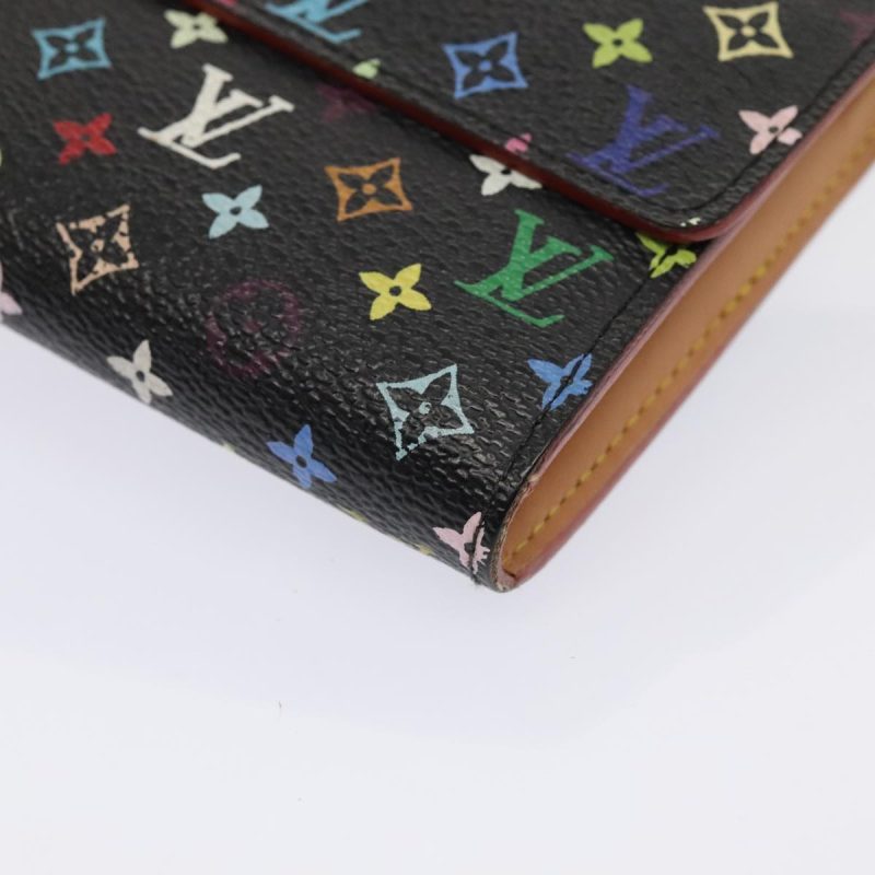 Louis Vuitton Multicolor Pochette Porte Monnaie Credit Black M60005 Auth 90393 - Image 7