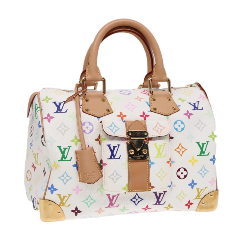 Louis Vuitton Monogram Multicolor Speedy 30 Hand Bag White M92643  90665A