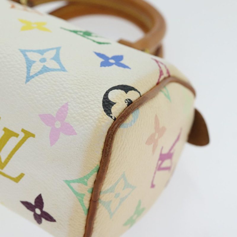 Louis Vuitton Monogram Multicolor Mini Speedy Hand Bag White M92645 Auth 91168 - Image 9