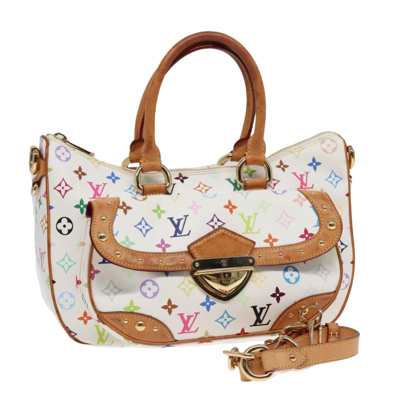 Louis Vuitton Monogram Multicolor Rita Hand Bag 2way White M40125  91592