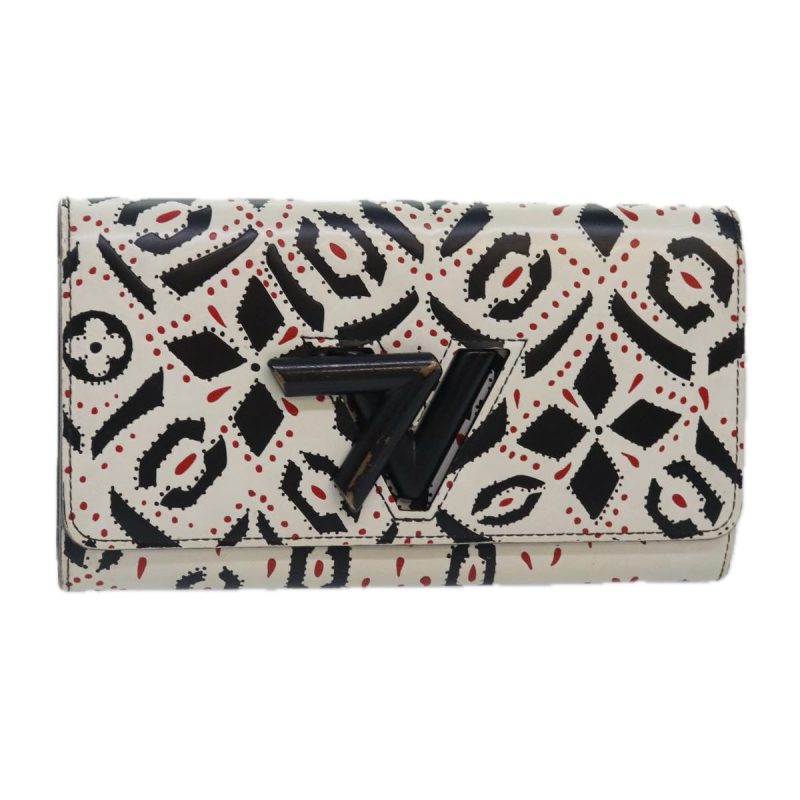 Louis Vuitton Grain Cowhide leather Portefeuille Twist Wallet M61495 Auth 91752