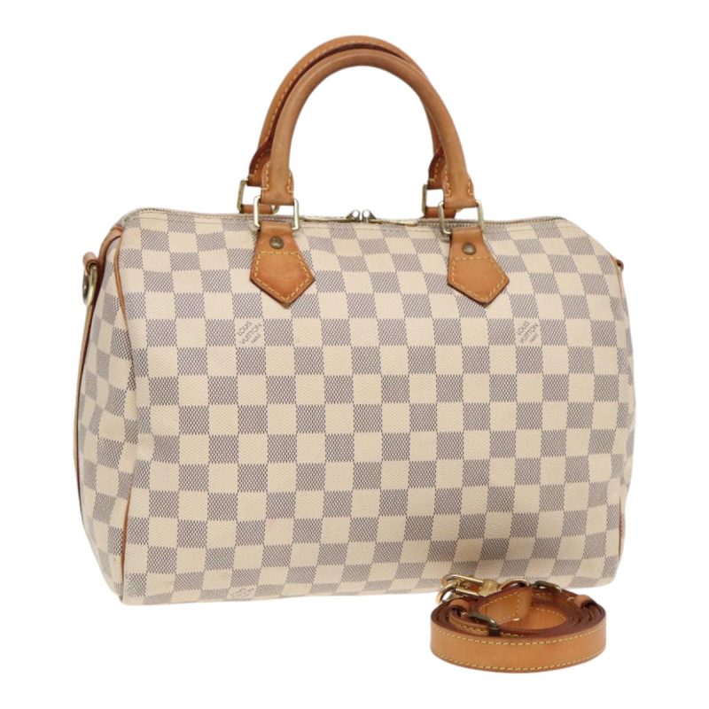 Louis Vuitton Damier Azur Speedy Bandouliere 30 Hand Bag 2way N41052 Auth 92235