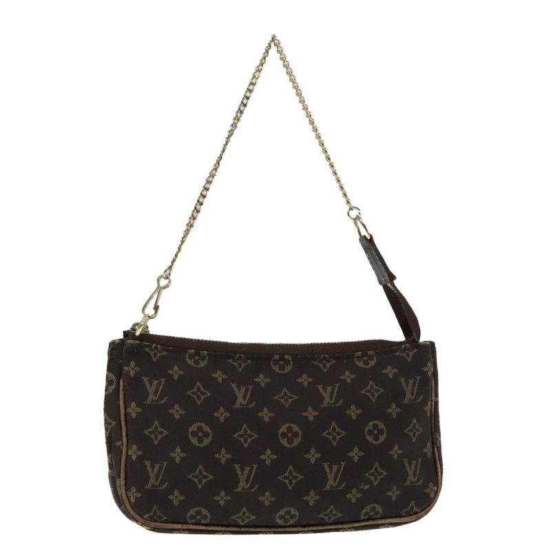 Louis Vuitton Monogram Mini Lin Bucket PM Pouch Brown Ebene M95226  92443