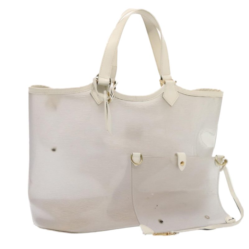 Louis Vuitton Epi Plage Lagoon Bay Tote Bag White Clear M92151  92664