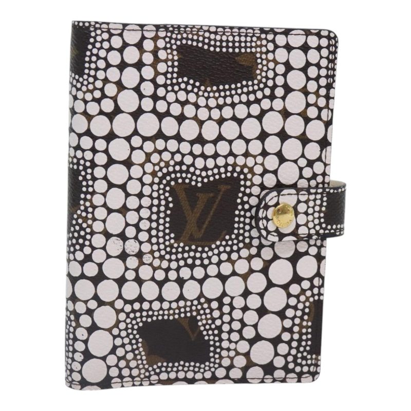 Louis Vuitton Yayoi Kusama Agenda PM Day Planner Cover White R21131 Auth 92711A