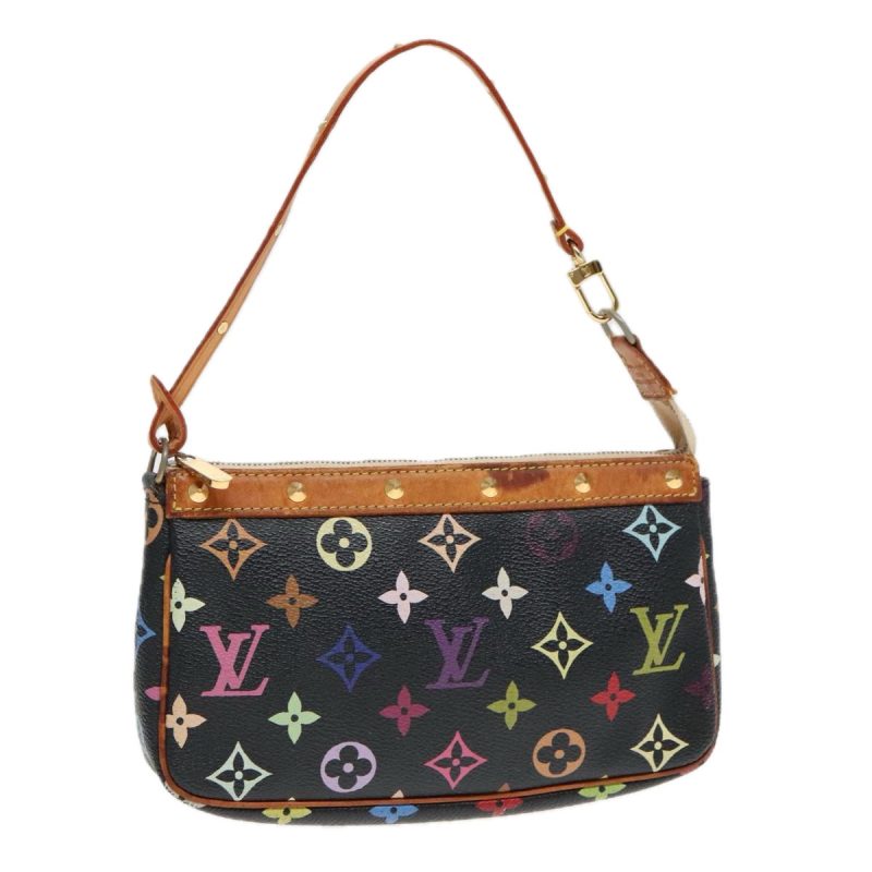Louis Vuitton Monogram Multicolor Pochette Pouch Black M92648  93660