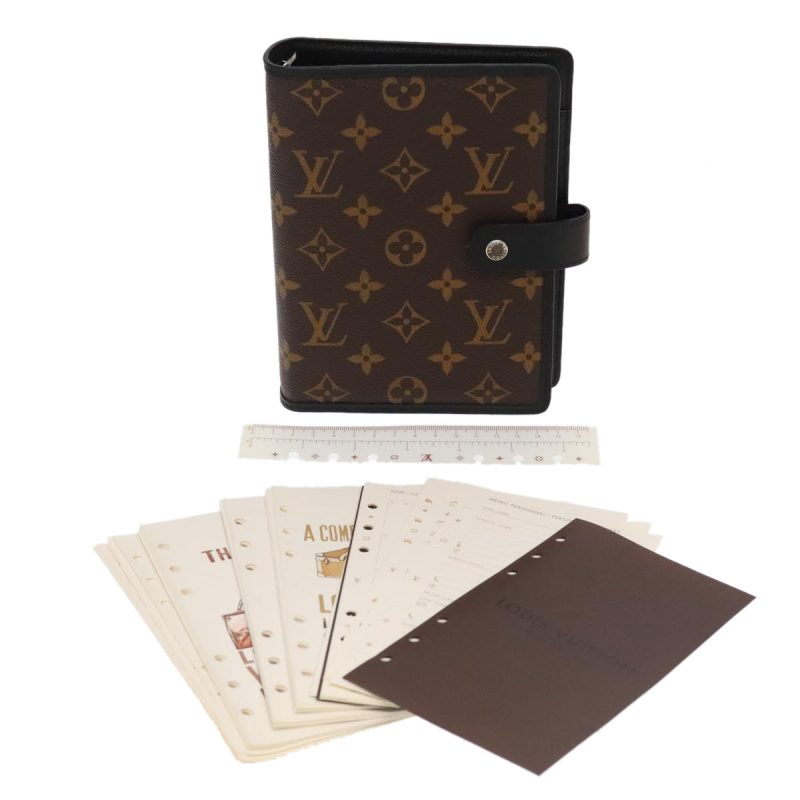 Louis Vuitton Monogram Macassar Agenda MM Day Planner Cover R21084 Auth 94356A