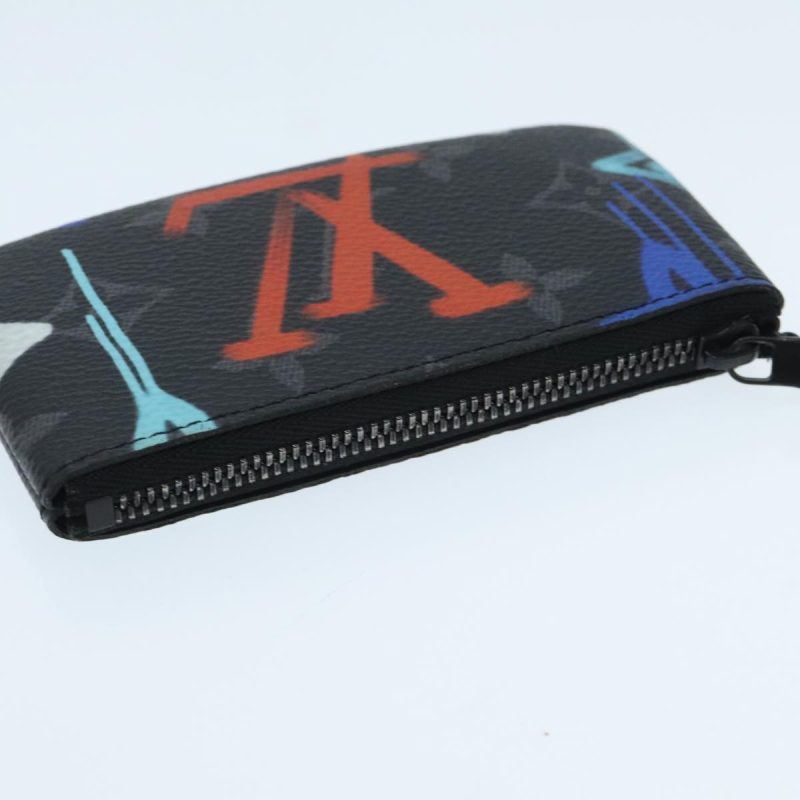 Louis Vuitton Monogram Eclipse Multicolor Pochette Cles Purse M81795 Auth 96003 - Image 5