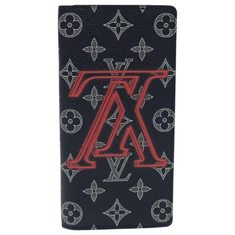 Louis Vuitton Monogram Ink Brazza Portefeuille Wallet Navy M62893 Auth 96045A