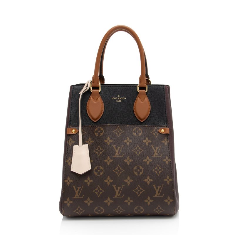 Louis Vuitton Calfskin Monogram Canvas Fold Tote MM (DEf7bl)