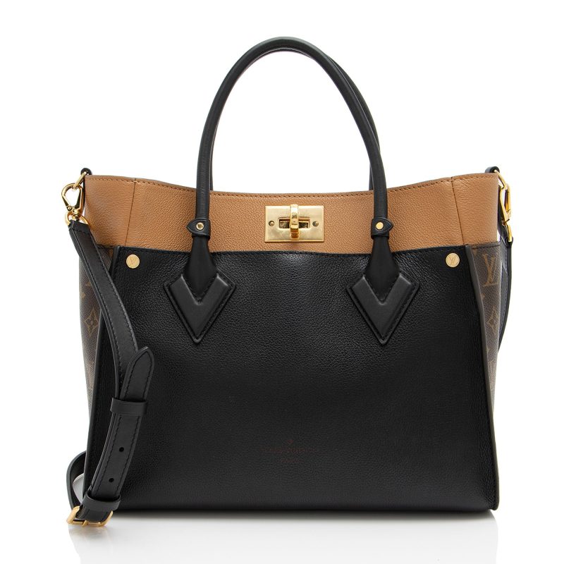 Louis Vuitton Calfskin Monogram Canvas On My Side MM Tote (vj1OwL)