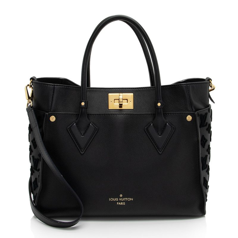 Louis Vuitton Calfskin Tufted Monogram Canvas On My Side MM Tote (QMhDUi)