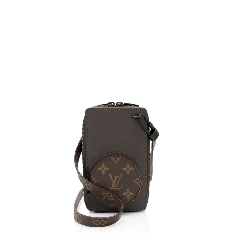 Louis Vuitton Taiga Leather Monogram Canvas Phone Box Crossbody Bag (tzlpri)