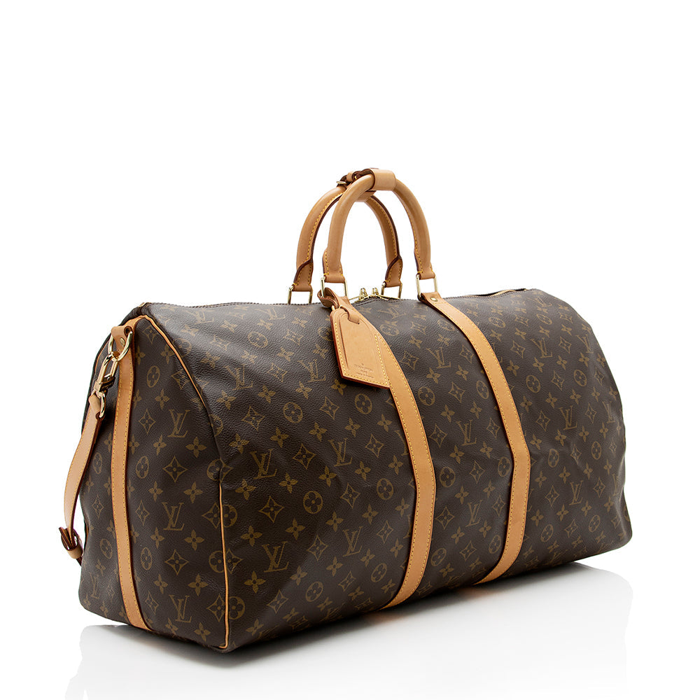 Louis Vuitton Vintage Monogram Canvas Keepall Bandouliere 55 Duffel Bag (17039) - Image 2