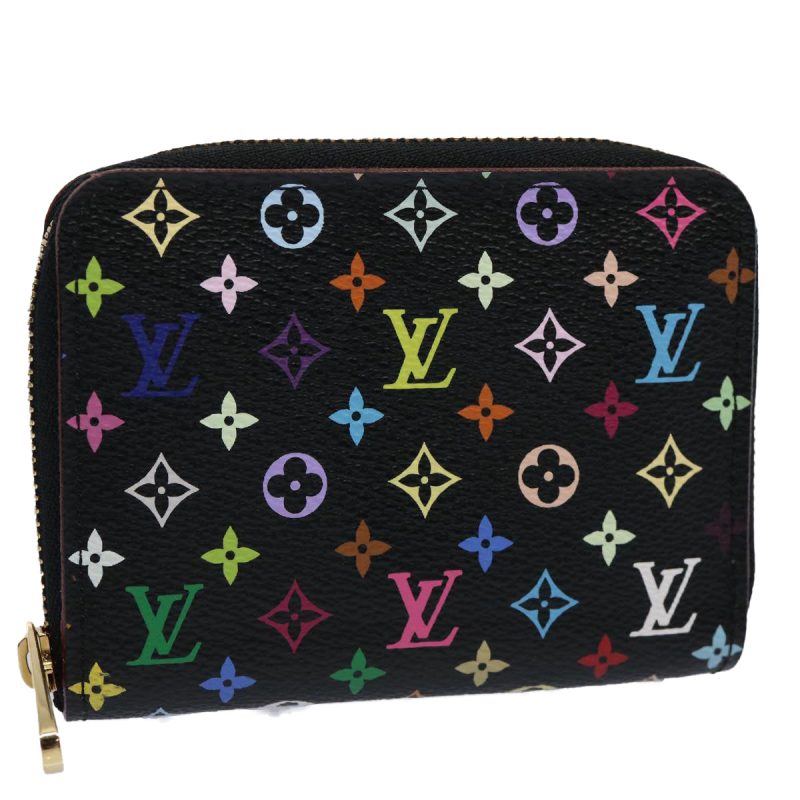 Louis Vuitton Monogram Multicolor Zippy Coin Purse  Black M93740  am5245