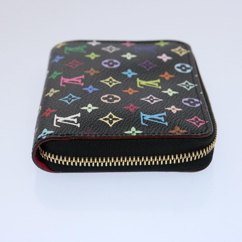 Louis Vuitton Monogram Multicolor Zippy Coin Purse  Black M93740  am5245 - Image 4