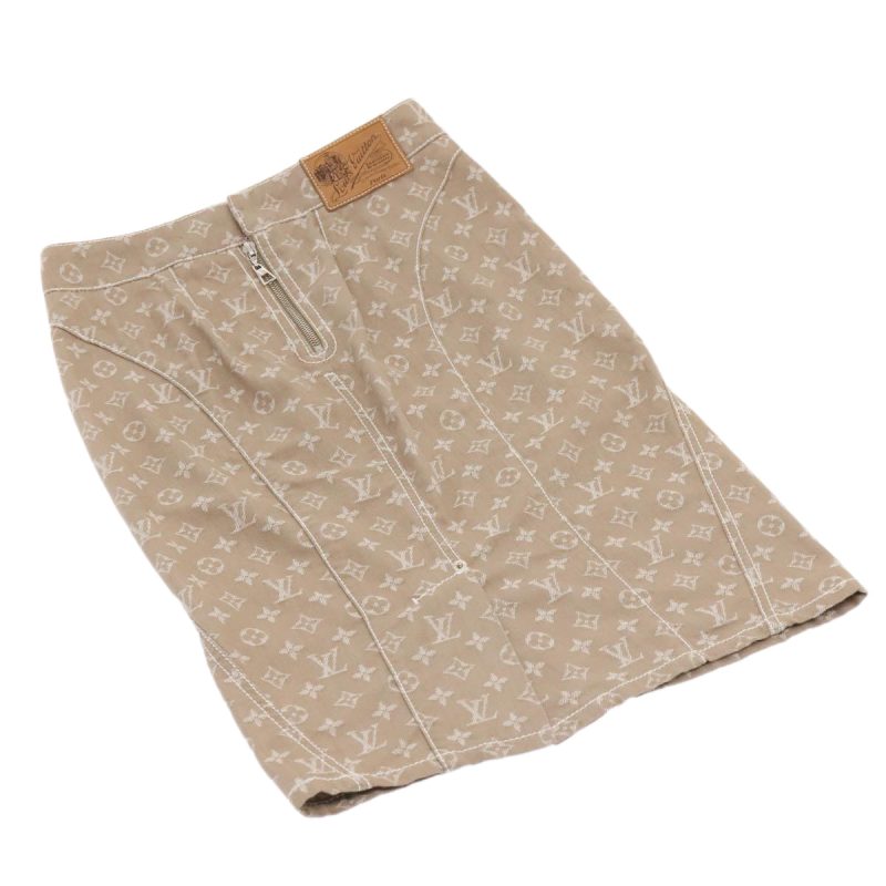 Louis Vuitton Monogram denim skirt 36 Beige  am6864
