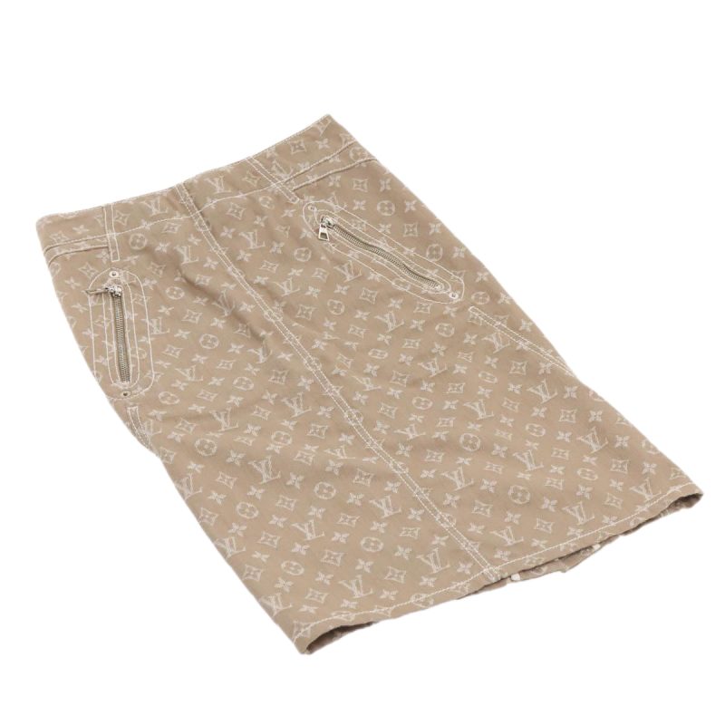 Louis Vuitton Monogram denim skirt 36 Beige  am6864 - Image 2