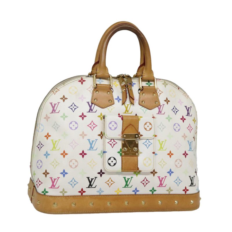 Louis Vuitton Monogram Multicolor Alma GM Hand Bag White M40441  bs18346A