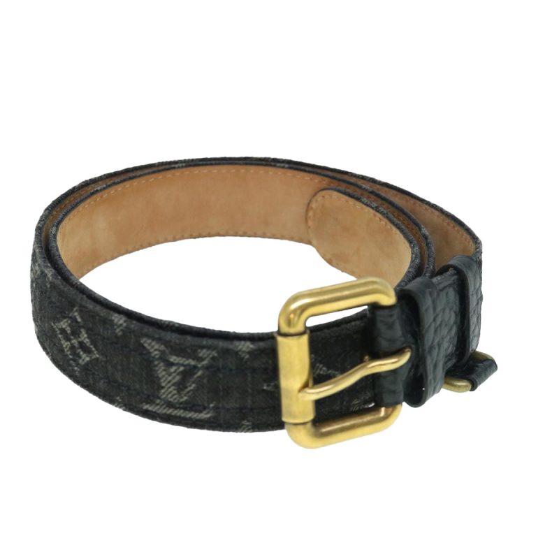 Louis Vuitton Monogram Denim Ceinture Belt 36.6"" Black M6972W  bs8908