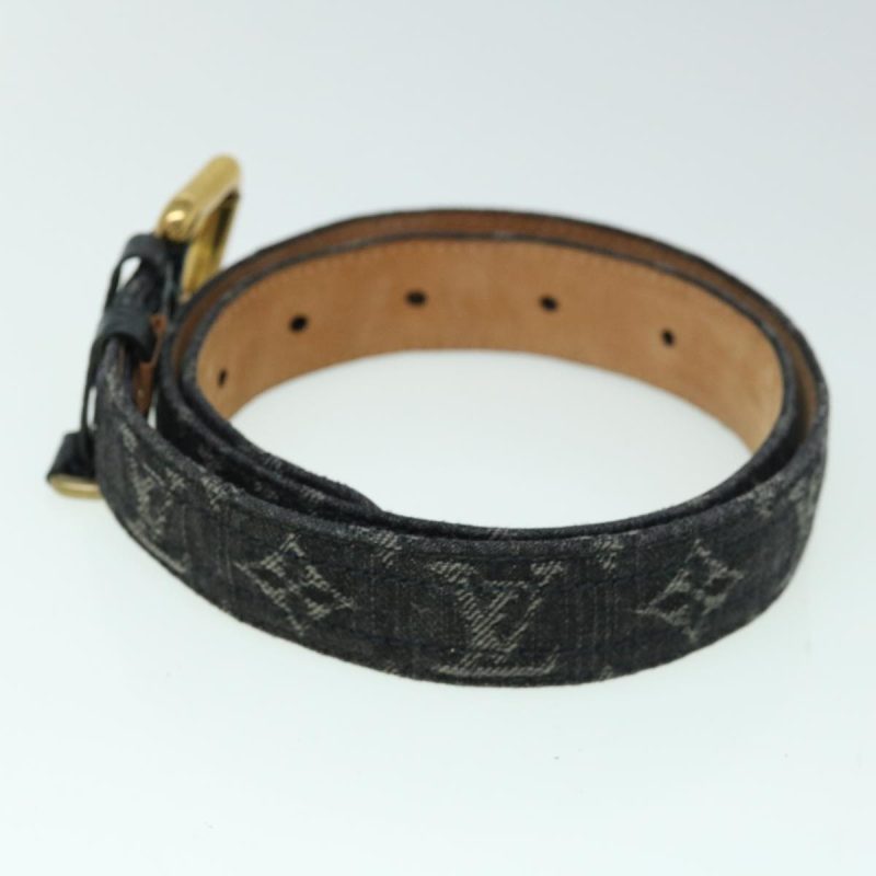 Louis Vuitton Monogram Denim Ceinture Belt 36.6"" Black M6972W  bs8908 - Image 4