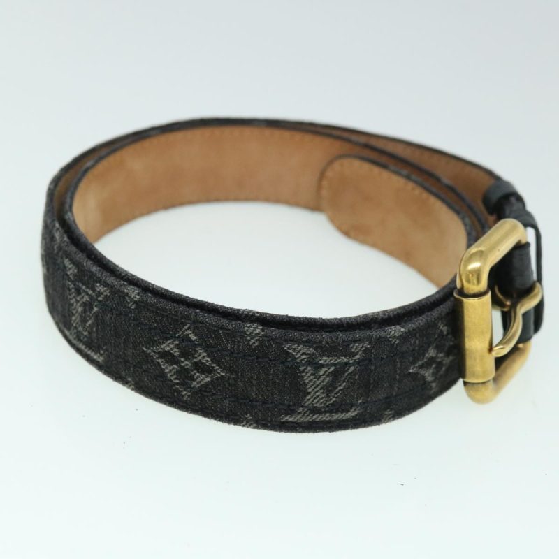 Louis Vuitton Monogram Denim Ceinture Belt 36.6"" Black M6972W  bs8908 - Image 5