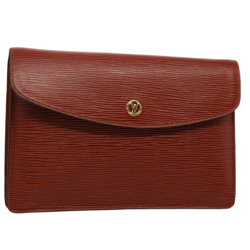 Louis Vuitton Epi Montaigne 23 Clutch Bag Brown M52663  ep2512