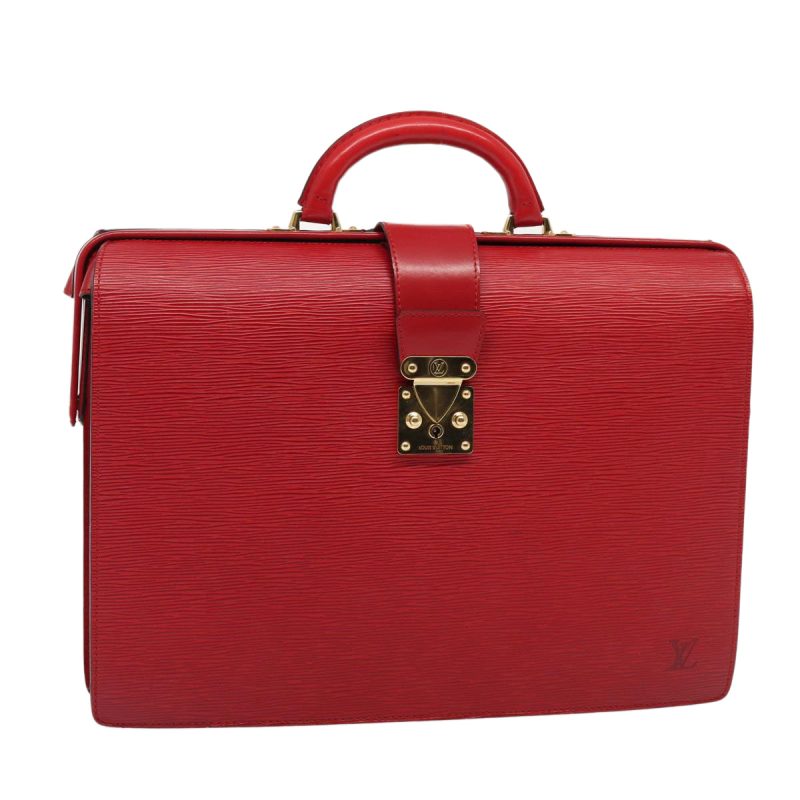 Louis Vuitton Epi Serviette Fermoir Business Bag Red  ep4682