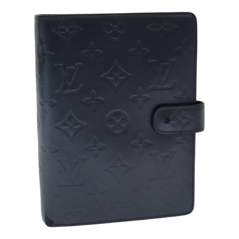 Louis Vuitton Monogram mat Agenda MM Day Planner Cover Navy  fm3771