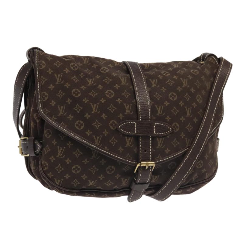 Louis Vuitton Monogram Mini Lin Saumur PM Shoulder Bag Ebene M95227 Auth hk1691