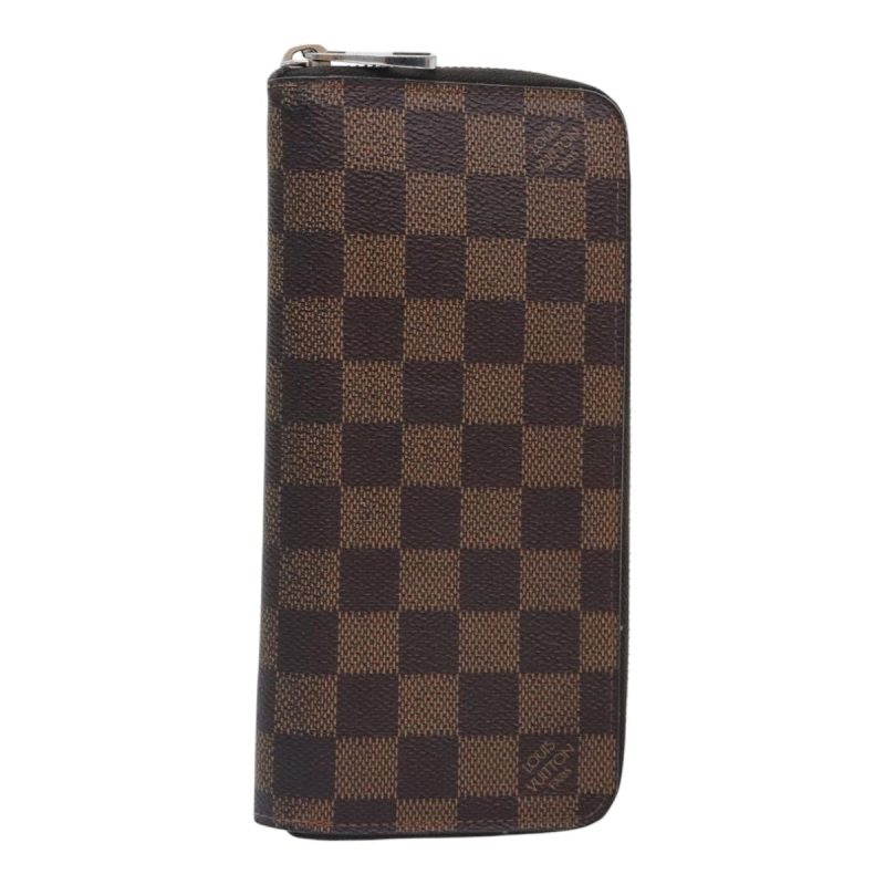 Louis Vuitton Damier Ebene Zippy Wallet Vertical Long Wallet N61207 Auth hk1692