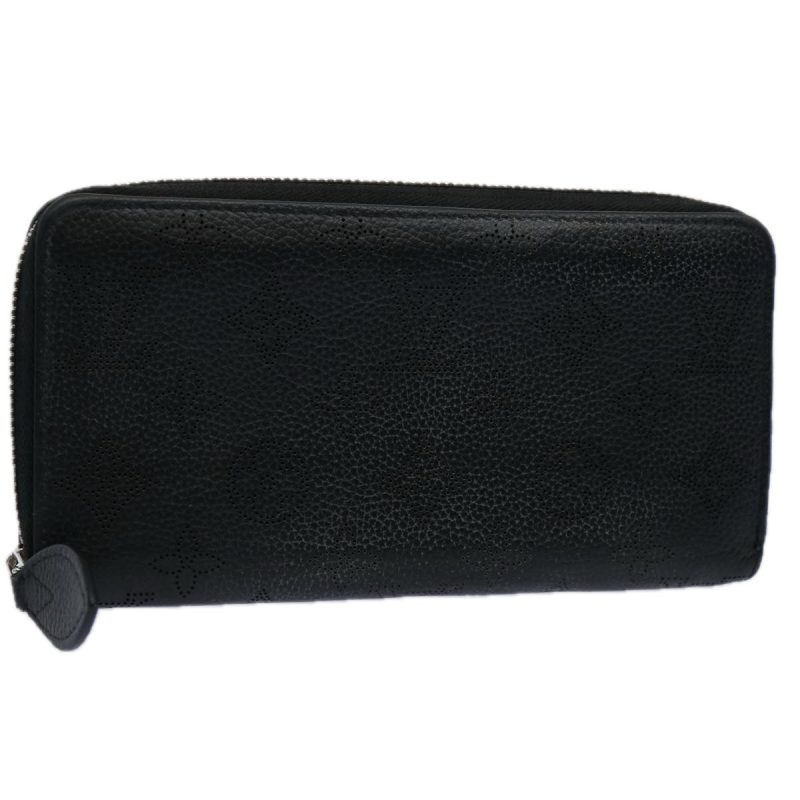 Louis Vuitton Monogram Mahina Zippy Wallet Long Wallet Black M61867 Auth hk971