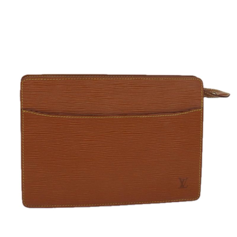 Louis Vuitton Epi Pochette Homme Clutch Bag Brown Zipang gold M52528 Auth th5082