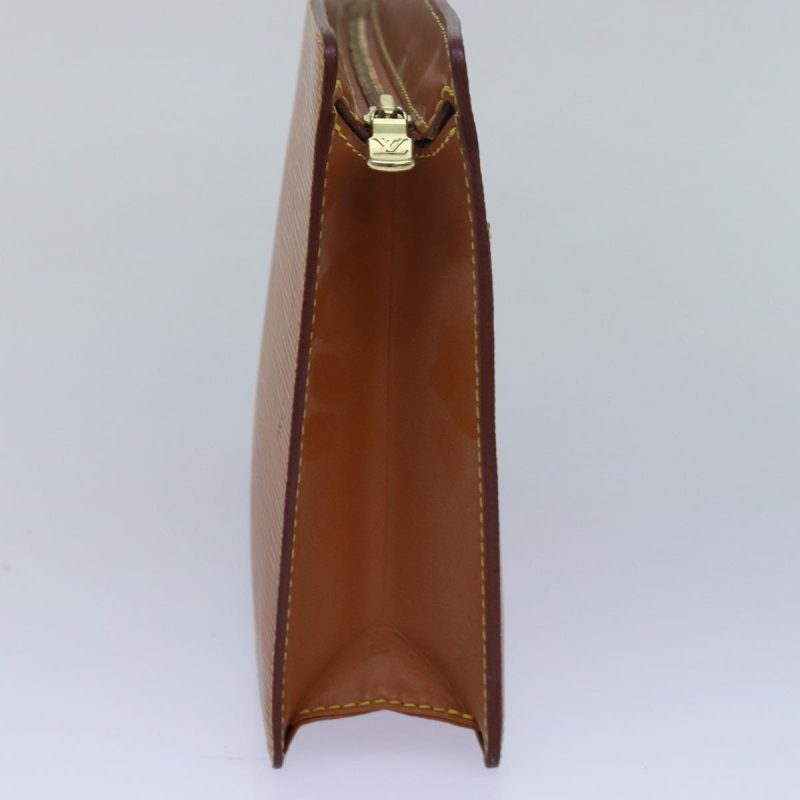 Louis Vuitton Epi Pochette Homme Clutch Bag Brown Zipang gold M52528 Auth th5082 - Image 4