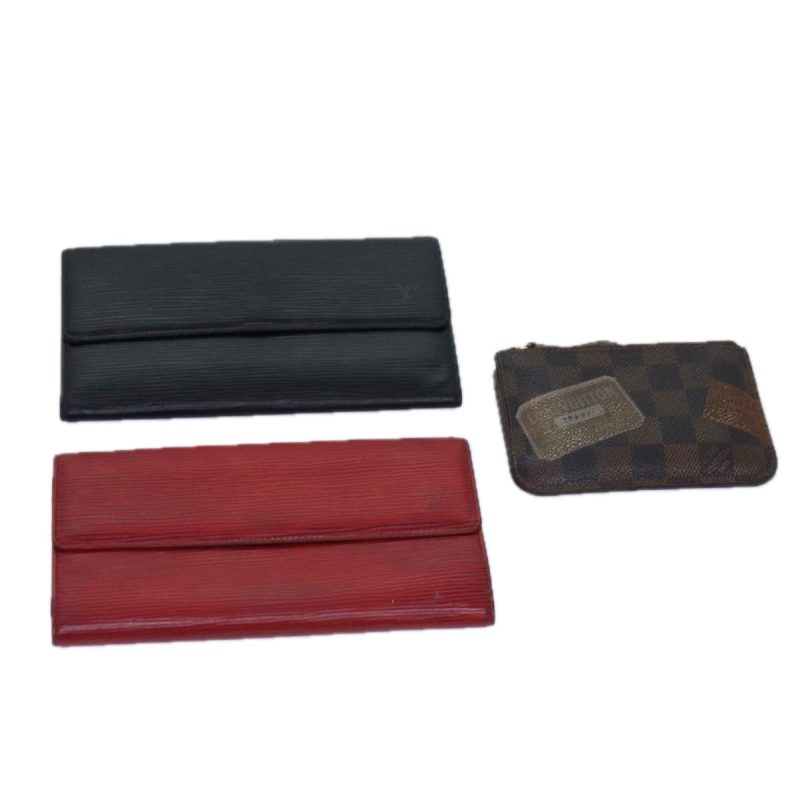 Louis Vuitton Epi Damier Ebene Wallet 3Set Red Black  yk12700