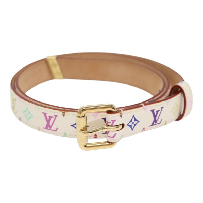 Louis Vuitton Monogram Multicolor Ceinture Carre Belt White M9272W Auth yk14842