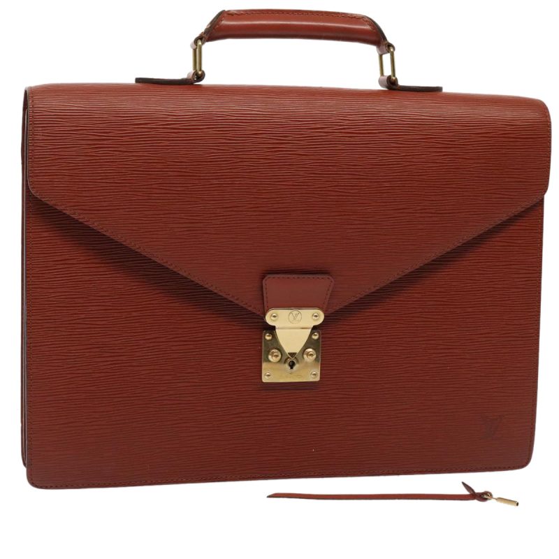 Louis Vuitton Epi Serviette Ambassador Business Bag Brown M54413  yk14843