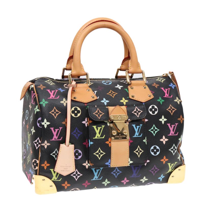 Louis Vuitton Monogram Multicolor Speedy 30 Hand Bag Black M92642 Auth yk14959A