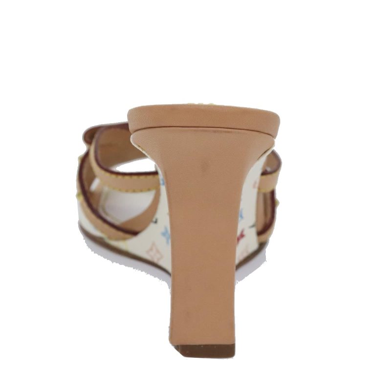 Louis Vuitton Monogram Multicolor Mule Sandals 34 White  yk15107 - Image 3