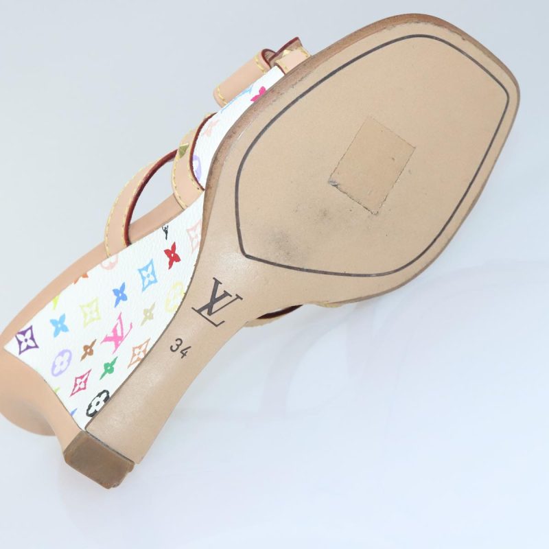 Louis Vuitton Monogram Multicolor Mule Sandals 34 White  yk15107 - Image 6